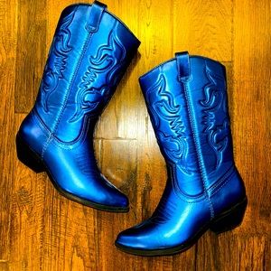 ROYAL BLUE METALLIC COWBOY WESTERN BOOTS